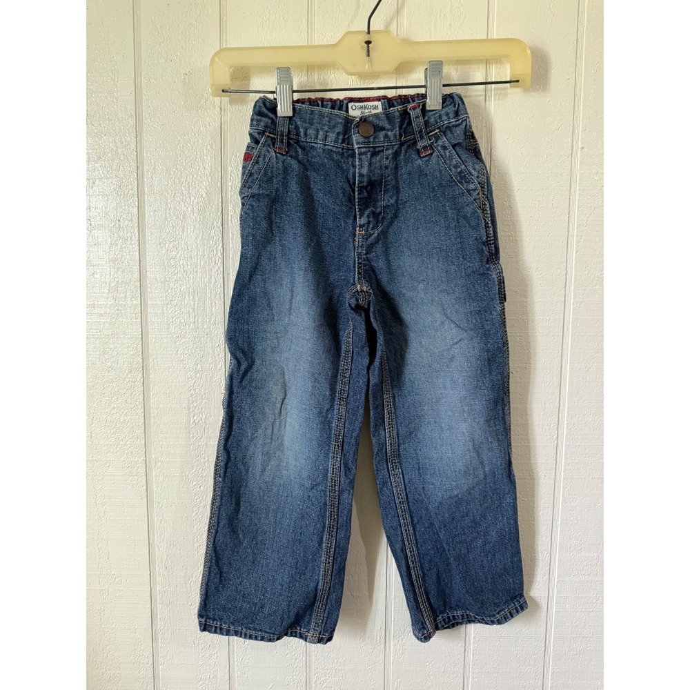 OshKosh Bgosh Boys Carpenter Jeans Blue Denim Size 4 Regular Medium Wash Utility